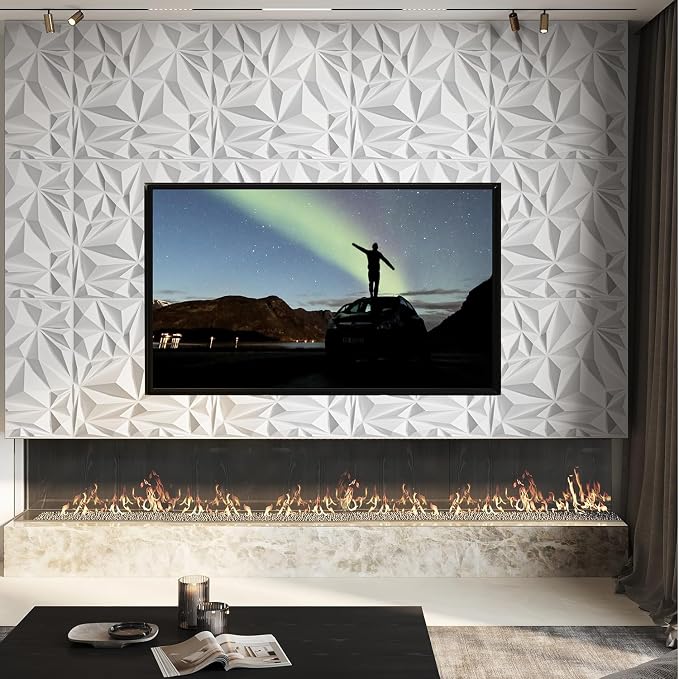 STICKGOO 3D Wall Panels Diamond, White, 19.7" x 19.7" | Accent Wall Panels for Interior Wall Decor, Living Room, Bedroom, TV Background, Lobby, Cover 32.4 Sq.Ft - Image 3
