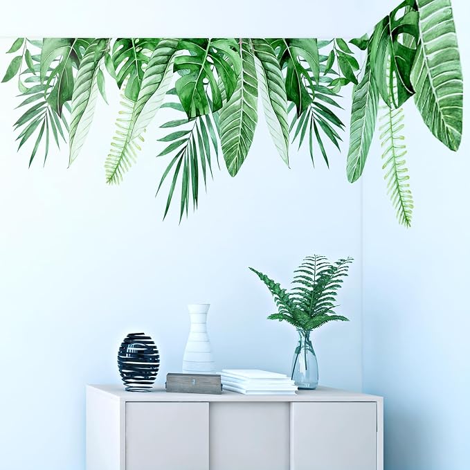 Hanging Plants Leaves Wall Decals Peel and Stick, Large Floral Flowers Wall Stickers, Removable Vine Home Decor Art for Bedroom Living Room Classroom Office - Image 8
