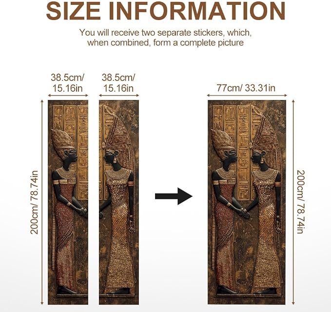 Ancient Egyptian Door Mural, Pharaoh Hieroglyphic Door Cover | Waterproof PVC, 30.3" W x 78.7" L; Egyptian art design for bedroom, entryway, office or study doors. - Image 4