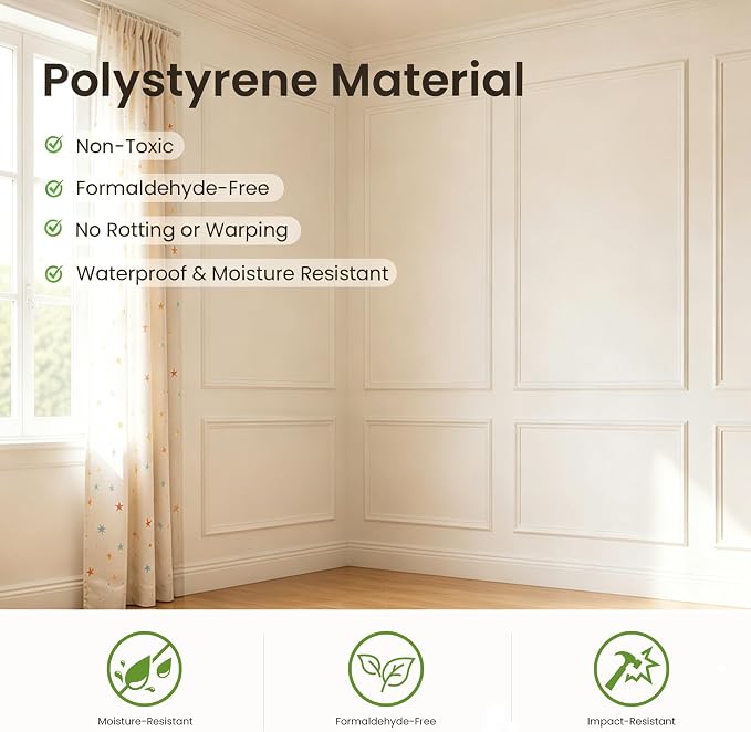 Large Peel & Stick Wall Molding Box Moulding Trim, Set of 6 | Pre-Cut Self Adhesive Premade Accent Panels Molding for Accent Wall, Living Room, Bedroom, Hallway,DIY, Covers 12 ft Wall - Image 4