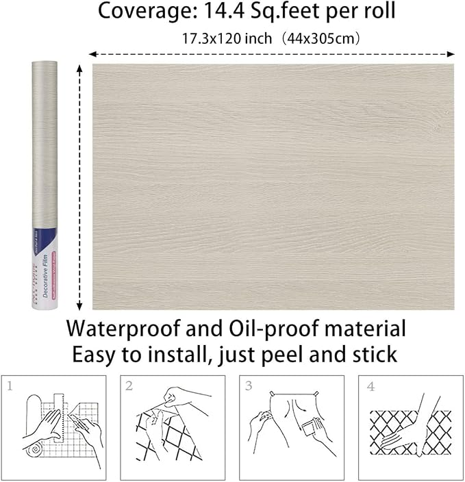 Arthome Light Oak Wood Grain Peel and Stick Wallpaper 16.5"x120" | Covers 13.7 sq ft.Decorative Vinyl Film for Countertop, Cabinets, Shelf, Drawer Liner,Easy to Clean Removable Wall Covering - Image 6