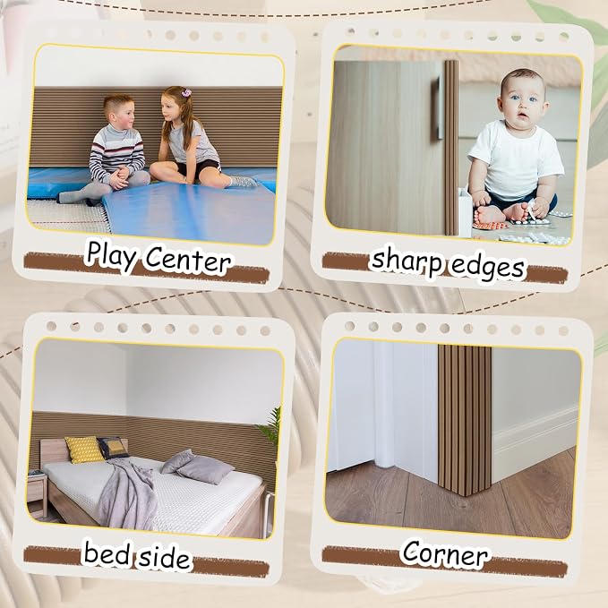 15.8 x 78.7 Inch Wall Padding for Kids, Brown, 1 Roll | Anti Collision Wall Padding Padded Wall Panels 3D DIY Headboard for Autism Playroom Nursery Bedroom Living Room Corner Guards - Image 6