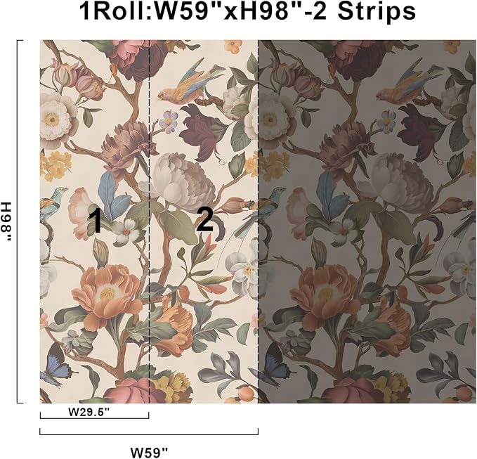 Zeeko Vintage Beige Floral Peel and Stick Wallpaper Mural, 98" x 59" | Large Flower Art Deco Wall Murals, Ideal for Bedroom TV Background Wall Paintings, Home Decor - Image 7