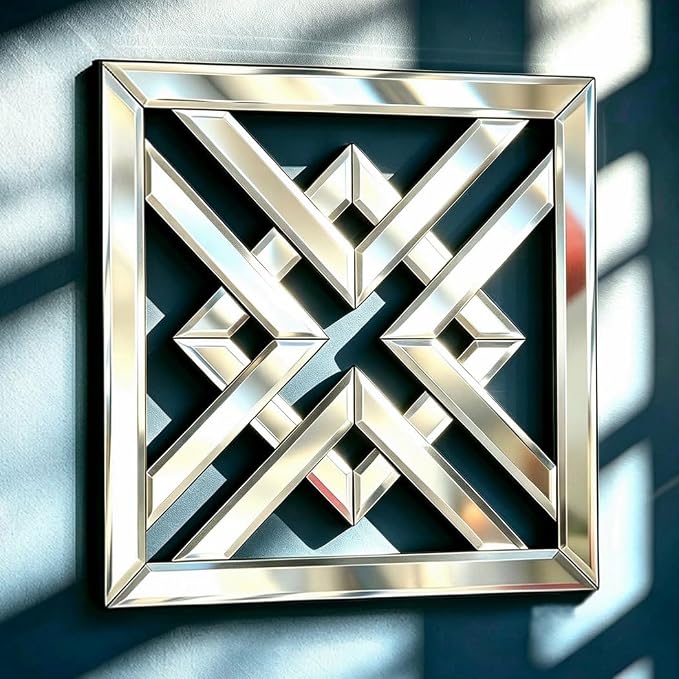QMDECOR Silver Mirrored Wall Decor 16x16” Decorative Mirror Modern Fashion DIY Wall-Mounted Mirrors X Design Gorgeous Glam Accent Decor Vintage Decor Chic Mirror for Room Decor Home Decor - Image 6