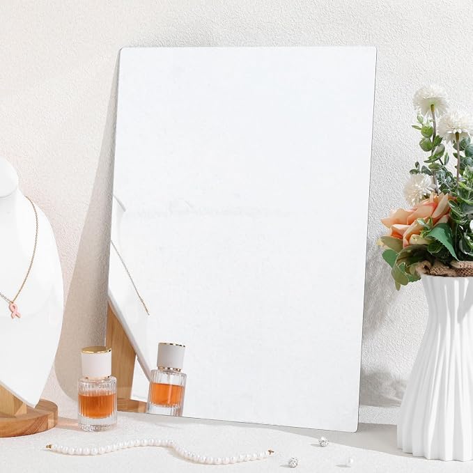 Shatterproof Acrylic Mirror Sheet: 16"x12" (2mm Thick) Frameless Wall Mirror with Rounded Corners, Self-Adhesive Unbreakable Reflection Decal for School Locker, Gym & Dorm - Image 9