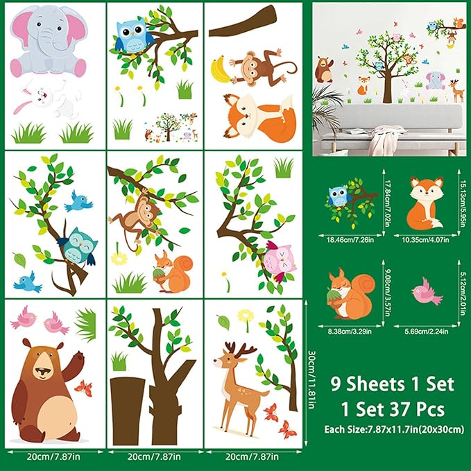 Arawat Animal Tree Wall Decals Decor for Bedroom Living Room Zoo Stickers for Living Room 3D DIY Wall Décor Stickers & Murals Art as Decorations - Image 4