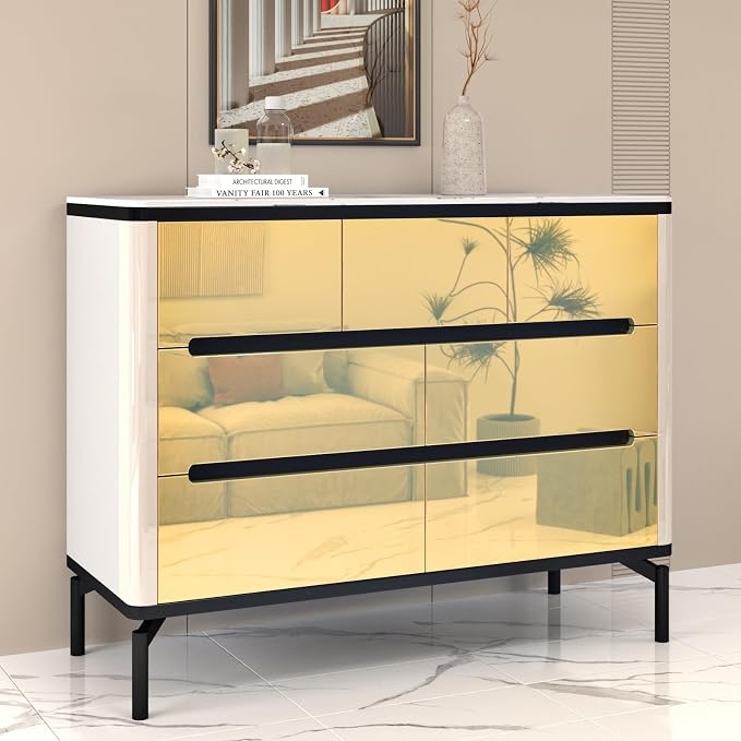 Wallercity Glossy Gold Mirror Stickers Waterproof Metallic Peel and Stick Wallpaper for DIY Decor Metallic Mirrors Contact Paper for Walls Countertops Dresser Shelf Flexible Adhesive Sheets 12''x236'' - Image 3