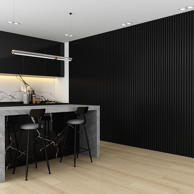 Slat Wall Panel 8-Pack, 118’’x6.1’’, Black | WPC Wall Panel for Interior Wall Decor, TV Background, Kitchen, Bedroom - Image 4