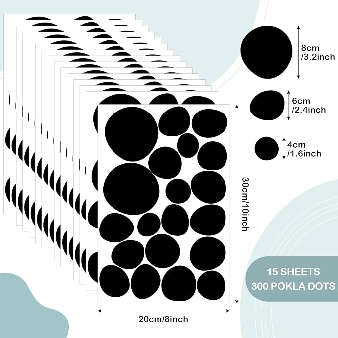 TaoBary 15 Sheet 300 Pcs Irregular Polka Dot Boho Wall Decals,Black | Removable Modern Vinyl Boho Wall Stickers Terrazzo Pattern for Playroom Bedroom - Image 2