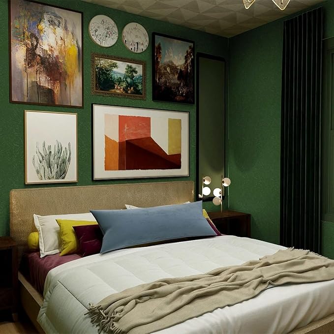 Dark Green Wallpaper Peel and Stick Self Adhesive Removable Contact Paper | 15.7" x 118" Renter Friendly Silk Embossed Textured Vinyl Wrap Paper Waterproof Bathroom Cabinet Drawer Liner Wall Covering - Image 2