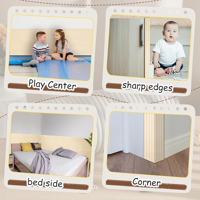 7.9 x 78.7 Inch Wall Padding for Kids, Beige, 1 Roll | Anti Collision Wall Padding Padded Wall Panels 3D DIY Headboard for Autism Playroom Nursery Bedroom Living Room Corner Guards - Image 6