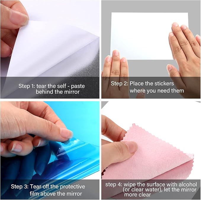 Tenare 12 Pieces Self Adhesive Acrylic Wall Mirror Tiles Flexible Small Mirror Wall Stickers Sheets Non Glass Unbreakable for Bathroom Home Gym Bedroom Home Classroom Decor (4 x 6 Inch) - Image 2