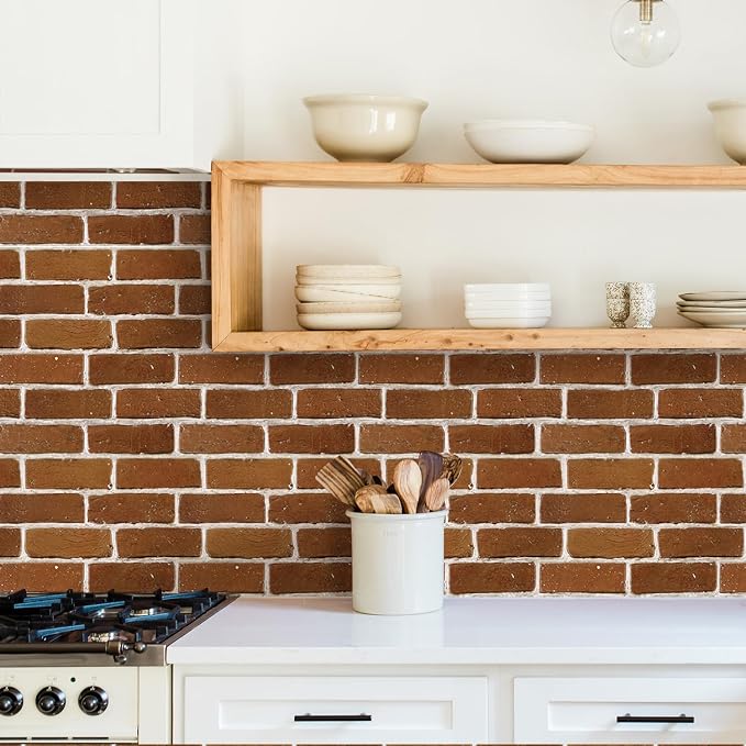 COMSTICKC 3D Peel and Stick Faux Brick Wall Panels for Quick DIY Wall Decor | Red Brown, 10 Pcs 11.8" x 11.8", Not Real Brick, Small Size, Lightweight Thin PVC Designed for Wall Makeover, Cover 9.7 sq ft - Image 2