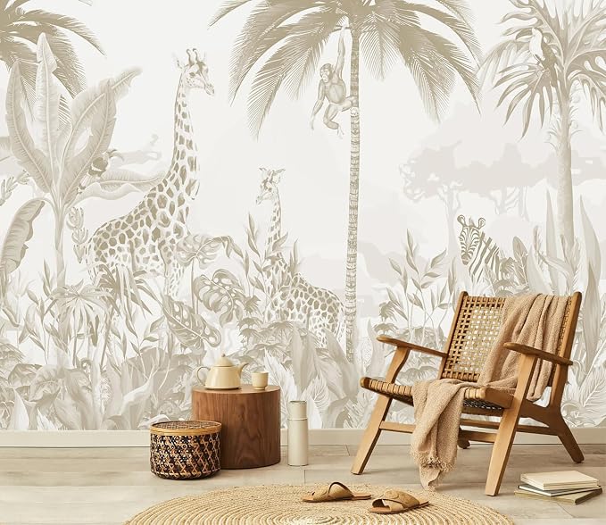 PYFFYP-Safari Jungle Peel and Stick Tropical Wallpaper murals for Nursery - Image 3