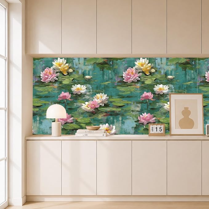 Lotus Removable Self-Adhesive Wallpaper for Bedroom & Living Room Decor 17.7×236 Inch,Waterproof Wall Covering for Accent Walls, Apartment, Nursery - Image 7