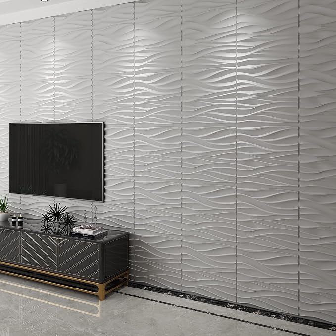 Art3d 19.7" x 19.7" (Pack of 12) Wall Panel Wavy, White - Image 5