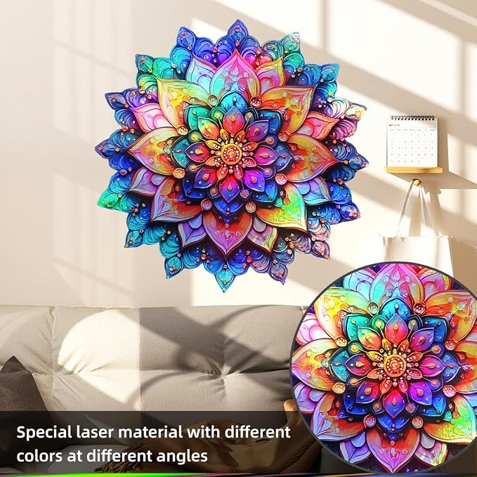 Runtoo Mandala Wall Decal Metallic Effect Peel and Stick 3D Lotus Floral Wall Stickers for Living Room Bedroom Yoga Headboard Decor - Image 4