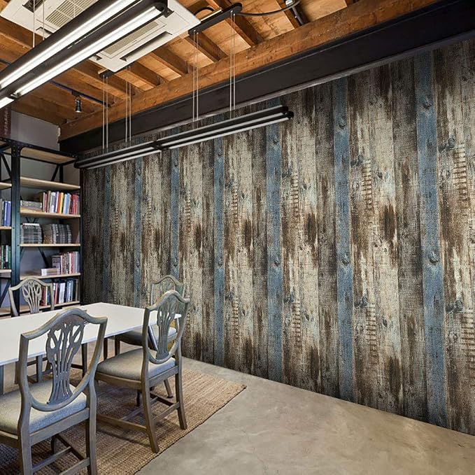Grey Wood Wallpaper 17.3"×236" Peel and Stick Wallpaper Self Adhesive Distressed Wood Wallpaper Reclaimed Faux Home Decoration Film Shelf Vinyl - Image 6
