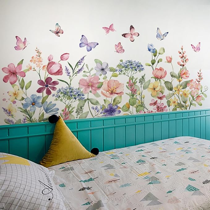 Arawat Flower Wall Murals Peel Plant Wall Stickers Room Wall Decals Decor for Bedroom Wall Stickers for Living Room Wall Decor Stickers & Murals 3D DIY Wall Art as Decorations A - Image 6