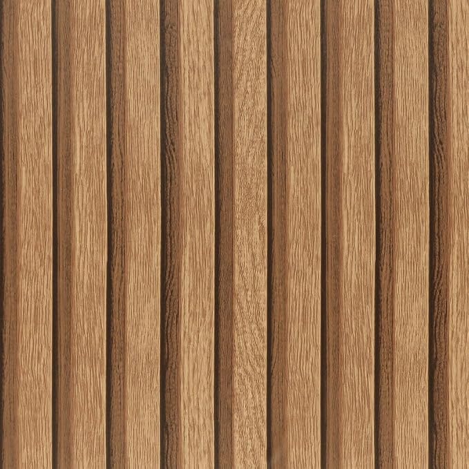 Arthome 17''x240'' Wood Slat Wallpaper, Peel and Stick Self Adhesive Wood Wallpaper PVC Vinyl Decorative Removable Wallpaper Waterproof Faux Wood Grating Stripe Contact Paper for Living Room Bedroom by ArthomeWALLDECOR