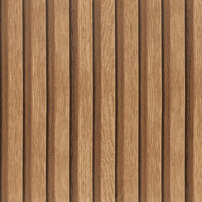 Arthome 17''x120'' Wood Slat Wallpaper, Peel and Stick Self Adhesive Wood Wallpaper PVC Vinyl Decorative Removable Wallpaper Waterproof Faux Wood Grating Stripe Contact Paper for Living Room Bedroom by ArthomeWALLDECOR