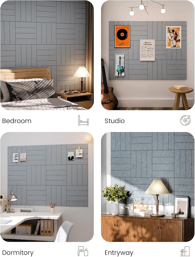 Fluxynara 48" x 36" Large Felt Bulletin Board, Blue Gray | 12 Pack Cork Board Alternative with 60 Safe Adhesive Tabs, Pin Boards for Wall Decor, Home, Office, Classroom,Dorm - Image 7
