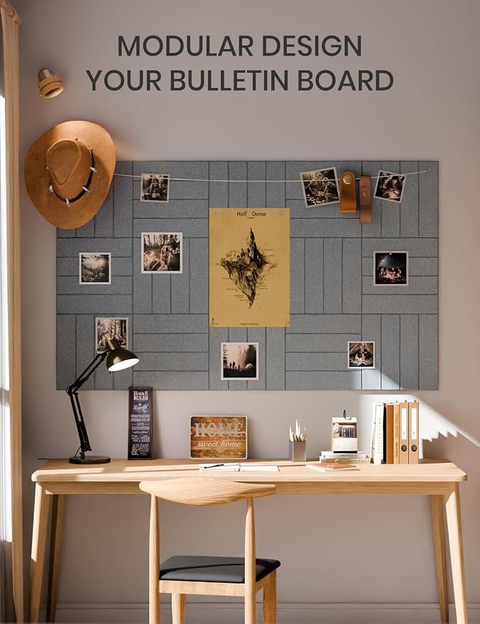Fluxynara 36" x 24" Large Felt Bulletin Board, Blue Gray | 6 Pack Cork Board Alternative with 30 Safe Adhesive Tabs, Pin Boards for Wall Decor, Home, Office, Classroom,Dorm - Image 6
