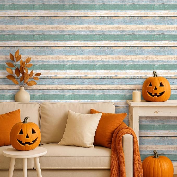 COMSTICKC 3D Peel and Stick Faux Wood Wall Sticker, 10 Pcs 11.8" x 11.8" | Vintage Green, Not Real Wood, Lightweight Thin PVC Decorative Wall Panels Designed for Interior Wall Makeover,Cover 9.7 sq ft - Image 2