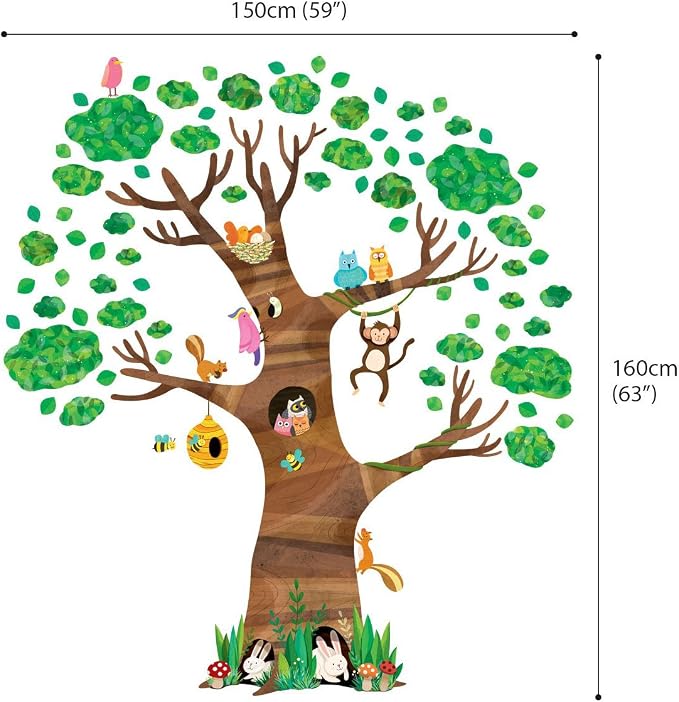 DECOWALL DL4-1709 XLarge Giant Tree and Animals Kids Wall Decals Wall Stickers (59x63 inch) Peel and Stick Removable Wall Stickers for Kids Nursery Bedroom Living Room - Image 7