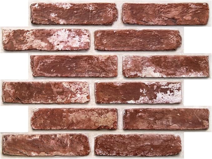 3D Peel and Stick Faux Brick Wall Panels 15.7" x 11.8" 10-Pack | Vintage Red-Brown, Brick-Look Textured Wall Sticker, Thin PVC Self Adhesive Wall Tiles for Interior Decor, Cover 12.9 sq ft - Image 9