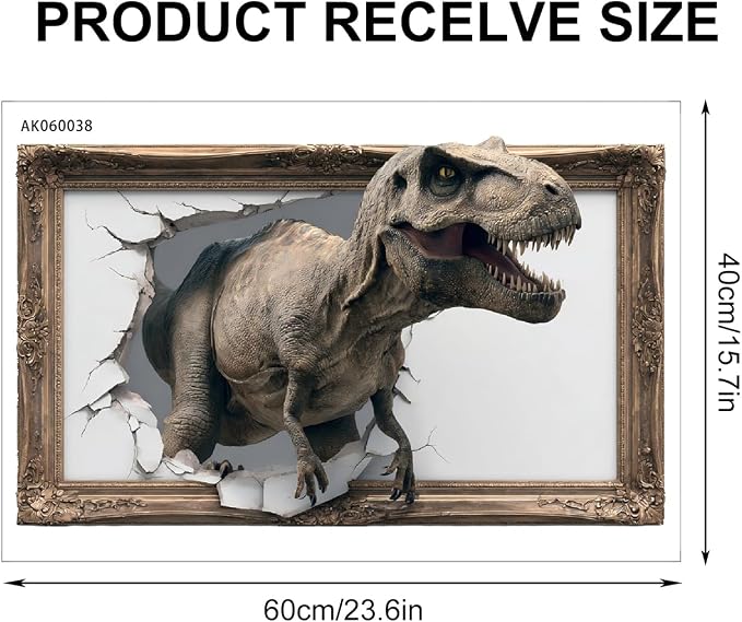 Dinosaur Wall Decals Stickers, Realistic Animal Wall Art Peel and Stick, Removable Vinyl Wall Decor for Bedroom, Living Room, Office, Home Decoration - Image 2
