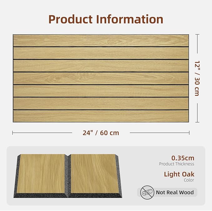 WADILE Peel and Stick Wood Slat Wall Panels 12x24in PVC 10 Pack | Decorative wall panels, self adhesive, living room, bedroom, accent wall, not real wood - Image 2