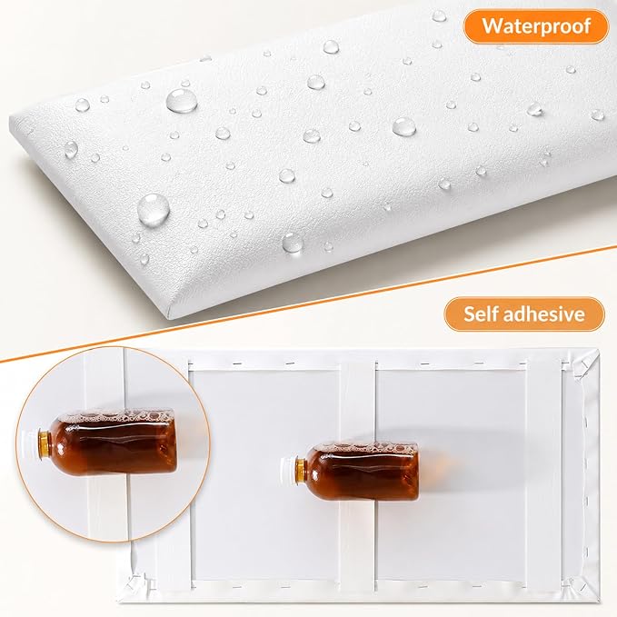 Anti Collision Wall Padding for Kids, Upholstered 3D Wall Panels | 12 Packs 7.8'' x 15.7'' Peel and Stick Headboard, Self Adhesive Wall Pads for Kids, Bedroom, Living Room, White - Image 5