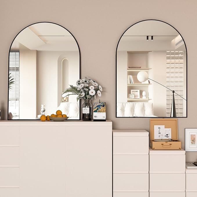 Arched Wall Mirror for Bathroom, 30"x40" Arched Mirror Wall Mounted Mirror with Metal Frame, Black Vanity Mirror Decor for Mantle, Bedroom, Entryway, Living Room - Image 3
