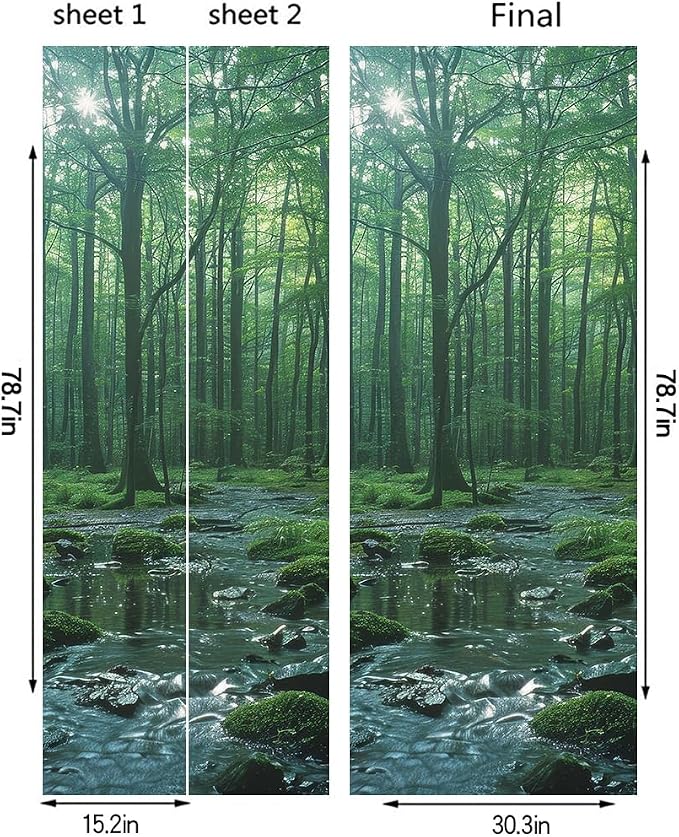 REDAMANCY 3D Forest Peel & Stick Decals - Waterproof, Removable Vinyl Door Mural & Wallpaper for Kitchen, Living Room, Bedroom - Image 2