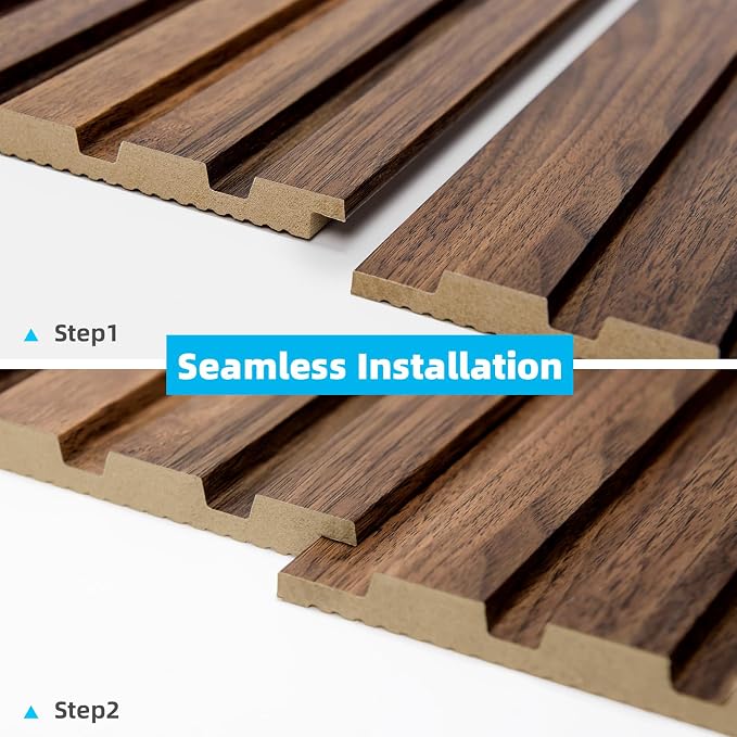 Art3d Wood Slat Wall Panels, Fluted MDF, 6-Pack, 94.6 x 7.4 in,Walnut | 3D Textured Panels for Accent Walls, Ideal for Living rooms, Bedrooms, Offices, Entryways and Studios - Image 7