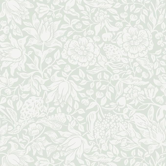 Heroad Floral Peel and Stick Wallpaper Green William Morris Contact Paper | Vintage Botanical Wall Paper for Bedroom,17.3''x385'',Cottage,Removable,Self Adhesive Decor Vinyl Roll for Laundry,Nursery by HeroadBrand