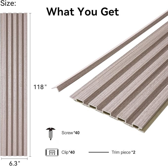 Slat Wall Panel 8-Pack, 118’’x6.3’’, Smoky Oak | WPC Wall Panel for Interior Wall Decor, TV Background, Kitchen, Bedroom - Image 2