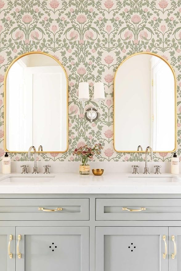 YXTII Peel and Stick Wallpaper Pink Floral Damask Wallpaper for Bedroom Decorative Self Adhesive Shelf Drawer Liner - Image 7