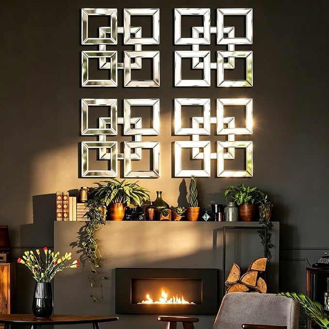 QMDECOR Square Mirrored Wall Decor Decorative Mirror 12x12 inches Modern Fashion DIY Silver Wall-Mounted Mirrors - Image 5