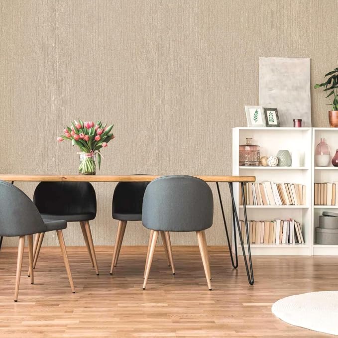 Grasscloth Peel and Stick Wallpaper Beige Brown Vinyl 16in x 118in | Faux Linen Vintage Wallpaper Textured Removable Wall Paper Grass Cloth Cabinets Bedroom for Cabinet Self Adhesive Vinyl - Image 5