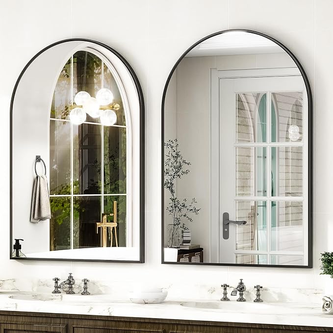 HARRITPURE 16"x24" Arched Bathroom Mirror - Black Wall Mounted Mirror - Black Arch Mirror - Aluminum Alloy Frame Bathroom Mirror Living Room, Bedroom, Bathroom and Entryway - Image 7