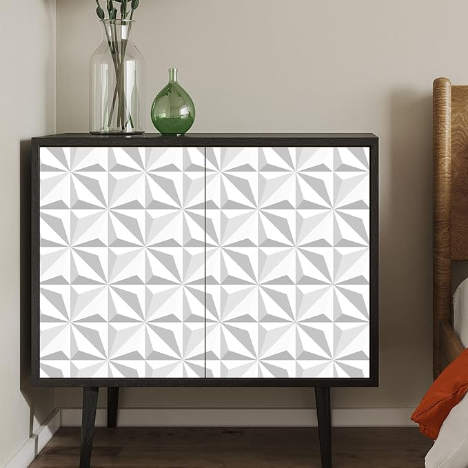 Peel and Stick Wallpaper Gray White Geometric Diamond Feature | Modern abstract geometric wallpaper with textured 3D pattern for accent walls, bedrooms, living rooms and home decor. - Image 3