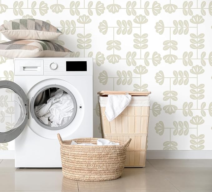 HeloHo Peel and Stick Wallpaper Boho Beige/White Contact Paper Neutral Wallpaper Renter Friendly Removable Self-Adhesive Wall Paper for Bedroom Bathroom Wall Decor Vinyl Roll 17.3''x393.7'' - Image 3