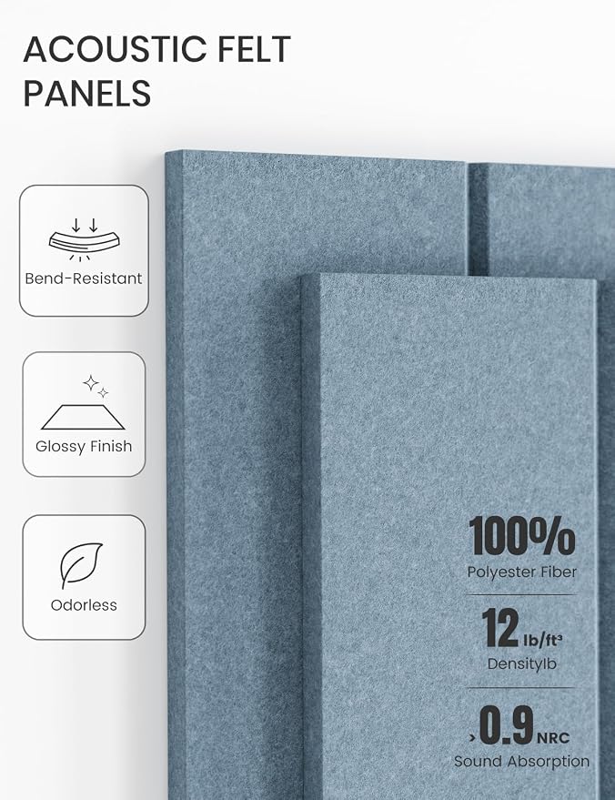 Fluxynara Felt Bulletin Board & Cork Board Alternative, Dusty Blue | 36" x 24" Pin board, Removable Adhesive Tabs, Easy Install Without Wall Damage, For Home Office Decor - Image 5