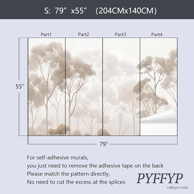 PYFFYP-Vintage Beige Jungle Peel and Stick Wallpaper murals for Bedroom - Image 5