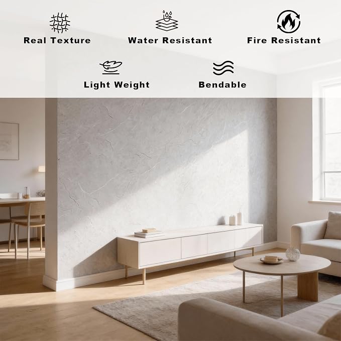 3D Wall Panels - 4PCS 47.2"x23.6" Faux Stone Wall Covering - MCM Modified Clay Material for Home Art, Accent Brick, Modern Exterior/Interior Decoration, Covering 31 sq.ft White Slate - Image 3
