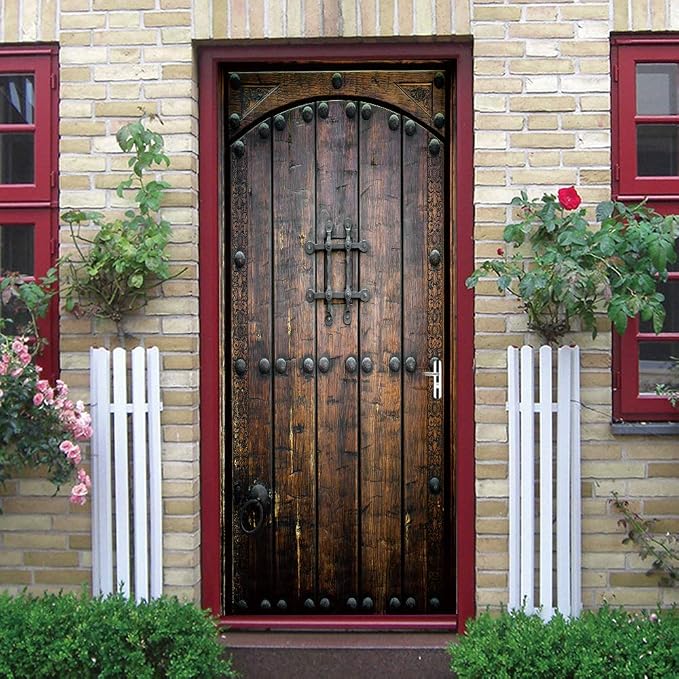 COLORSPRING 3D Door Stickers Peel and Stick, Vintage Door Decal Cover | Removable Self-Adhesive Wallpaper Mural for Home Décor by COLORSPRING