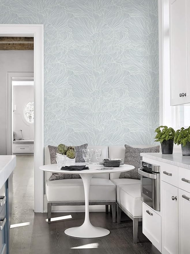 Heroad Blue Peel and Stick Wallpaper Boho Contact Paper 17.3" x65.6ft Neutral Wall Paper Modern Removable Self Adhesive Wallpaper for Bathroom Bedroom Cabinet Waterproof Striped Wall Decor Vinyl Roll - Image 9