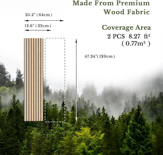 MISSDAY Wood Slat Acoustic Wall Panels, 2 Packs 47.2" x 12.6" Oak Soundproof Panel For Interior Wall Decor Noise Absorbing-3D Textured Wooden Panel Sound-Absorbing for Home, Office, Studio - Image 5
